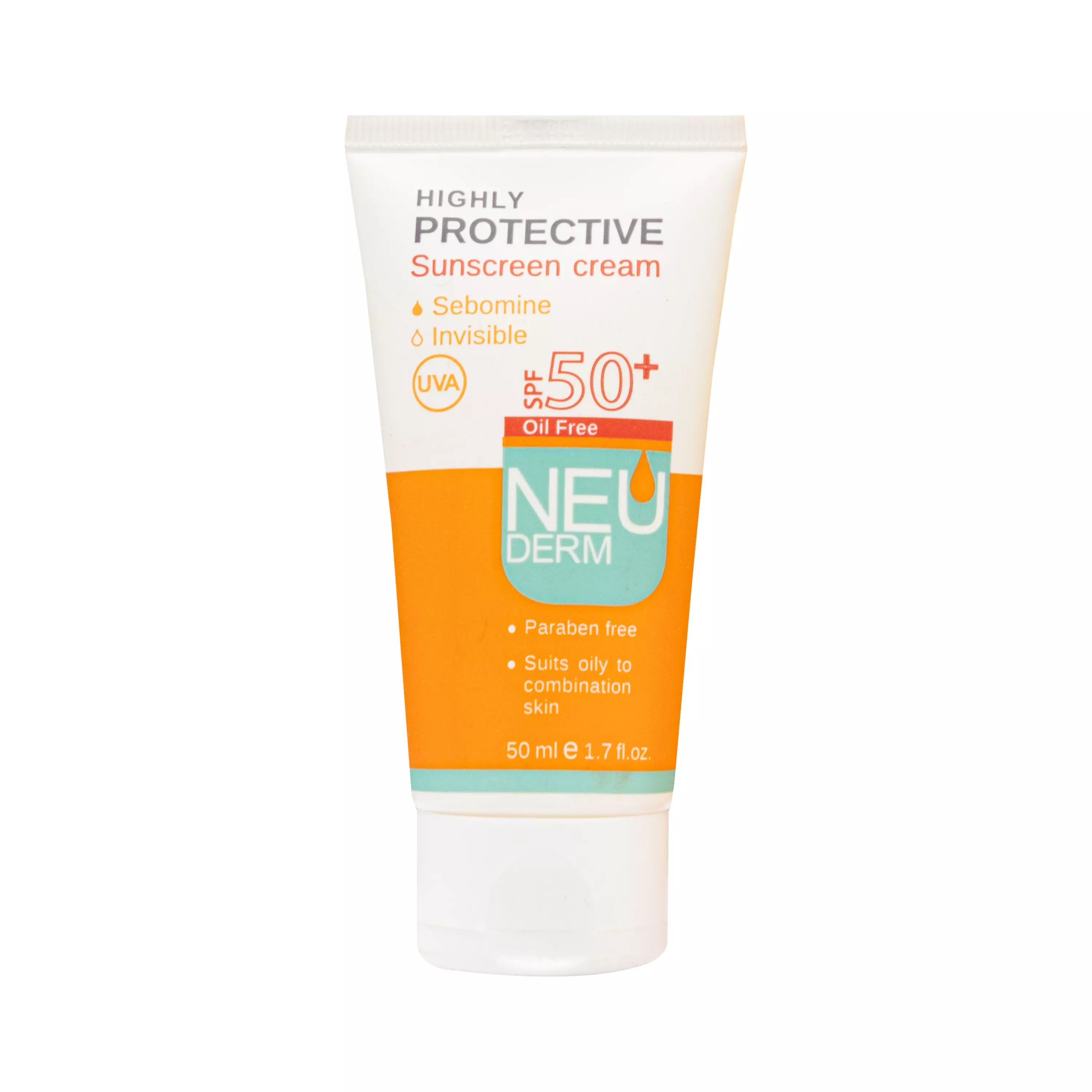 کرم ضد آفتاب فاقد چربی +spf50 هایلی پروتکتیو پوست چرب و معمولی بی رنگ نئودرم